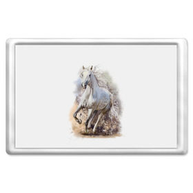 Магнит 45*70 с принтом Белая лошадь в Курске, Пластик | Размер: 78*52 мм; Размер печати: 70*45 | animal | beautiful | drawing | horse | mane | muzzle | nature | white | wild | белый | грива | дикий | животное | конь | красивый | лошадь | природа | рисунок | скакун