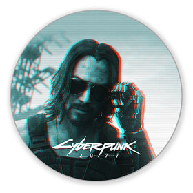 Коврик для мышки круглый с принтом Cyberpunk 2077 в Курске, резина и полиэстер | круглая форма, изображение наносится на всю лицевую часть | cyberpunk | cyberpunk 2077 | samurai | игры | киану ривз | киберпанк | самурай