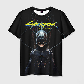 Мужская футболка 3D с принтом Cyberpunk 2077 в Курске, 100% полиэфир | прямой крой, круглый вырез горловины, длина до линии бедер | cyberpunk | cyberpunk 2077 | samurai | игры | киану ривз | киберпанк | самурай