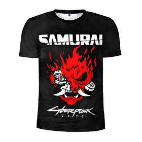 Мужская футболка 3D спортивная с принтом Cyberpunk 2077 в Курске, 100% полиэстер с улучшенными характеристиками | приталенный силуэт, круглая горловина, широкие плечи, сужается к линии бедра | cyberpunk | cyberpunk 2077 | samurai | игры | киану ривз | киберпанк | самурай