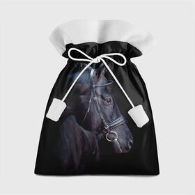 Подарочный 3D мешок с принтом Конь вороной в Курске, 100% полиэстер | Размер: 29*39 см | animal | beautiful | black | eyes | gloss | hairstyle | harness | horse | look | muzzle | взгляд | вороной | глаза | животное | конь | красивый | лоск | лошадь | прическа | сбруя | скакун | черный