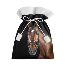 Подарочный 3D мешок с принтом Гнедая лошадь в Курске, 100% полиэстер | Размер: 29*39 см | Тематика изображения на принте: animal | beautiful | black | brown | eyes | gloss | harness | horse | look | muzzle | взгляд | глаза | гнедая | животное | конь | коричневый | красивый | лоск | лошадь | сбруя | скакун | черный