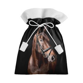 Подарочный 3D мешок с принтом Гнедая лошадь в Курске, 100% полиэстер | Размер: 29*39 см | animal | beautiful | black | brown | eyes | gloss | harness | horse | look | muzzle | взгляд | глаза | гнедая | животное | конь | коричневый | красивый | лоск | лошадь | сбруя | скакун | черный