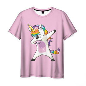 Мужская футболка 3D с принтом Единорог в Курске, 100% полиэфир | прямой крой, круглый вырез горловины, длина до линии бедер | animal | cool | cute | fabulous | horn | horse | magical | pink | rainbow | unicorn | волшебный | единорог | животное | лошадь | милый | прикольный | радуга | рог | розовый | сказочный