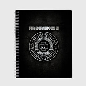 Тетрадь с принтом Rammstein в Курске, 100% бумага | 48 листов, плотность листов — 60 г/м2, плотность картонной обложки — 250 г/м2. Листы скреплены сбоку удобной пружинной спиралью. Уголки страниц и обложки скругленные. Цвет линий — светло-серый
 | lindemann | rammstain | rammstein | rammstein 2019 | ramstein | группы | метал | музыка | рок | тилль линдеманн