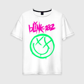 Женская футболка хлопок Oversize с принтом BLINK-182 в Курске, 100% хлопок | свободный крой, круглый ворот, спущенный рукав, длина до линии бедер
 | blink | music | rock | блинк | группа | музыка | музыканты | рок
