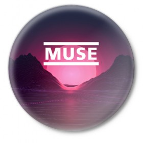 Значок с принтом MUSE в Курске,  металл | круглая форма, металлическая застежка в виде булавки | muse | music | rock | группа | музыка | музыканты | рок