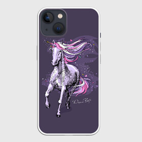 Чехол для iPhone 13 с принтом Dream Big в Курске,  |  | animal | drawing | dream | fairytale | horn | magic | mane | purple | slogan | text | unicorn | волшебство | грива | единорог | животное | магия | мечта | рисунок | рог | сказочный | слоган | текст | фиолетовый