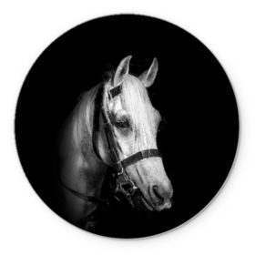 Коврик для мышки круглый с принтом Белая лошадь в Курске, резина и полиэстер | круглая форма, изображение наносится на всю лицевую часть | Тематика изображения на принте: animal | beautiful | black | eyes | gloss | harness | horse | look | muzzle | white | белый | взгляд | глаза | животное | конь | красивый | лоск | лошадь | сбруя | скакун
