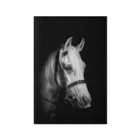 Обложка для паспорта матовая кожа с принтом Белая лошадь в Курске, натуральная матовая кожа | размер 19,3 х 13,7 см; прозрачные пластиковые крепления | animal | beautiful | black | eyes | gloss | harness | horse | look | muzzle | white | белый | взгляд | глаза | животное | конь | красивый | лоск | лошадь | сбруя | скакун