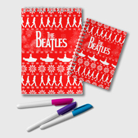 Блокнот с принтом The Beatles (6) в Курске, 100% бумага | 48 листов, плотность листов — 60 г/м2, плотность картонной обложки — 250 г/м2. Листы скреплены удобной пружинной спиралью. Цвет линий — светло-серый
 | beatles | merry christmas | music | rock | the beatles | yellow submarine | битлз | джон леннон | легенда | музыка | новогодний свитшот | новый год | пит бест | рок