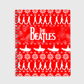 Тетрадь с принтом The Beatles (6) в Курске, 100% бумага | 48 листов, плотность листов — 60 г/м2, плотность картонной обложки — 250 г/м2. Листы скреплены сбоку удобной пружинной спиралью. Уголки страниц и обложки скругленные. Цвет линий — светло-серый
 | beatles | merry christmas | music | rock | the beatles | yellow submarine | битлз | джон леннон | легенда | музыка | новогодний свитшот | новый год | пит бест | рок