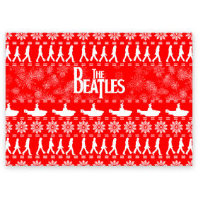 Поздравительная открытка с принтом The Beatles (6) в Курске, 100% бумага | плотность бумаги 280 г/м2, матовая, на обратной стороне линовка и место для марки
 | beatles | merry christmas | music | rock | the beatles | yellow submarine | битлз | джон леннон | легенда | музыка | новогодний свитшот | новый год | пит бест | рок