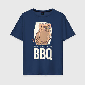 Женская футболка хлопок Oversize с принтом Злая Свинка в Курске, 100% хлопок | свободный крой, круглый ворот, спущенный рукав, длина до линии бедер
 | bbq | барбекю | еда | мясо | свинина | свиньи | свинья | шашлык