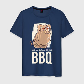 Мужская футболка хлопок с принтом Злая Свинка в Курске, 100% хлопок | прямой крой, круглый вырез горловины, длина до линии бедер, слегка спущенное плечо. | bbq | барбекю | еда | мясо | свинина | свиньи | свинья | шашлык