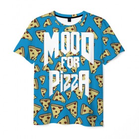 Мужская футболка 3D с принтом Mood Pizza Doom в Курске, 100% полиэфир | прямой крой, круглый вырез горловины, длина до линии бедер | Тематика изображения на принте: cacodemon | doom | eternal | pizza | вечность | вечный | дум | итёрнал | какодемон | пицца | этернал