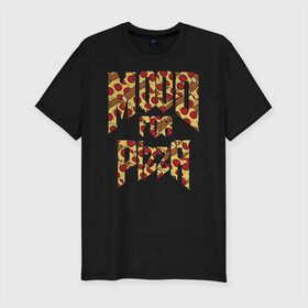 Мужская футболка премиум с принтом Mood for Pizza (Doom) в Курске, 92% хлопок, 8% лайкра | приталенный силуэт, круглый вырез ворота, длина до линии бедра, короткий рукав | cacodemon | doom | eternal | pizza | дум | итёрнал | какодемон | пицца | этернал