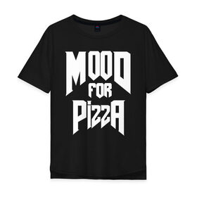 Мужская футболка хлопок Oversize с принтом Пицца Дум в Курске, 100% хлопок | свободный крой, круглый ворот, “спинка” длиннее передней части | cacodemon | doom | eternal | pizza | вечность | вечный | дум | итёрнал | какодемон | пицца | этернал