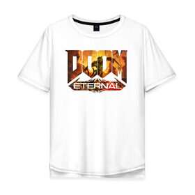 Мужская футболка хлопок Oversize с принтом Doom Classic в Курске, 100% хлопок | свободный крой, круглый ворот, “спинка” длиннее передней части | cacodemon | doom | eternal | вечность | вечный | дум | итёрнал | какодемон | этернал