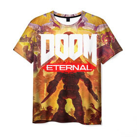 Мужская футболка 3D с принтом Doom Eternal в Курске, 100% полиэфир | прямой крой, круглый вырез горловины, длина до линии бедер | cacodemon | doom | eternal | вечность | вечный | дум | итёрнал | какодемон | этернал