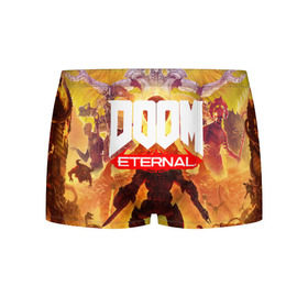 Мужские трусы 3D с принтом Doom Eternal в Курске, 50% хлопок, 50% полиэстер | классическая посадка, на поясе мягкая тканевая резинка | Тематика изображения на принте: cacodemon | doom | eternal | вечность | вечный | дум | итёрнал | какодемон | этернал