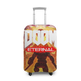 Чехол для чемодана 3D с принтом Doom Eternal в Курске, 86% полиэфир, 14% спандекс | двустороннее нанесение принта, прорези для ручек и колес | cacodemon | doom | eternal | вечность | вечный | дум | итёрнал | какодемон | этернал
