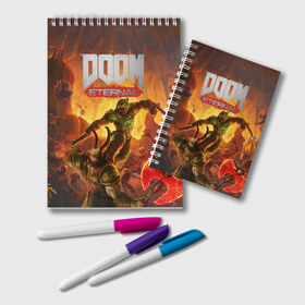 Блокнот с принтом Doom в Курске, 100% бумага | 48 листов, плотность листов — 60 г/м2, плотность картонной обложки — 250 г/м2. Листы скреплены удобной пружинной спиралью. Цвет линий — светло-серый
 | cacodemon | doom | eternal | вечность | вечный | дум | итёрнал | какодемон | этернал