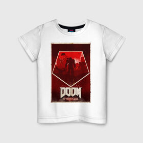 Детская футболка хлопок с принтом Doom в Курске, 100% хлопок | круглый вырез горловины, полуприлегающий силуэт, длина до линии бедер | cacodemon | doom | eternal | вечность | вечный | дум | итёрнал | какодемон | этернал