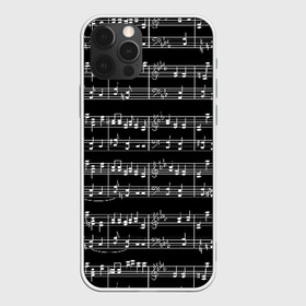 Чехол для iPhone 12 Pro Max с принтом Ноты в Курске, Силикон |  | Тематика изображения на принте: black | melody | music | music lover | musician | notes | white | белый | классический | мелодия | меломан | музыка | музыкант | ноты | черный