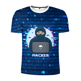 Мужская футболка 3D спортивная с принтом Хакер в Курске, 100% полиэстер с улучшенными характеристиками | приталенный силуэт, круглая горловина, широкие плечи, сужается к линии бедра | hacker | hacknet | взлом | виртуальность | кибер | киберпанк | программист | хакер