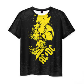 Мужская футболка 3D с принтом AC/DC HIGH VOLTAGE в Курске, 100% полиэфир | прямой крой, круглый вырез горловины, длина до линии бедер | Тематика изображения на принте: ac dc | acdc | high voltage | music | rock | skull | группа | молния | музыка | музыканты | рок | череп