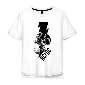 Мужская футболка хлопок Oversize с принтом AC/DC HIGH VOLTAGE в Курске, 100% хлопок | свободный крой, круглый ворот, “спинка” длиннее передней части | ac dc | acdc | high voltage | music | rock | skull | группа | молния | музыка | музыканты | рок | череп