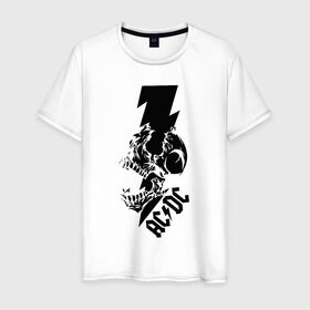 Мужская футболка хлопок с принтом AC/DC HIGH VOLTAGE в Курске, 100% хлопок | прямой крой, круглый вырез горловины, длина до линии бедер, слегка спущенное плечо. | Тематика изображения на принте: ac dc | acdc | high voltage | music | rock | skull | группа | молния | музыка | музыканты | рок | череп