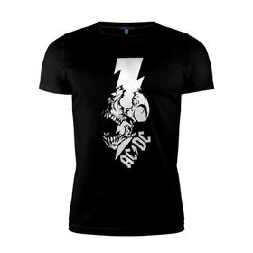 Мужская футболка премиум с принтом AC/DC HIGH VOLTAGE в Курске, 92% хлопок, 8% лайкра | приталенный силуэт, круглый вырез ворота, длина до линии бедра, короткий рукав | Тематика изображения на принте: 