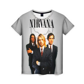 Женская футболка 3D с принтом Nirvana в Курске, 100% полиэфир ( синтетическое хлопкоподобное полотно) | прямой крой, круглый вырез горловины, длина до линии бедер | 90 | alternative | crimson | david grohl | foo fighters | grunge | kurt cobain | music | nirvana | rip | rock | smile | гранж | группа | девяностые | курт кобейн | музыка | нирвана | рок