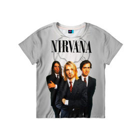 Детская футболка 3D с принтом Nirvana в Курске, 100% гипоаллергенный полиэфир | прямой крой, круглый вырез горловины, длина до линии бедер, чуть спущенное плечо, ткань немного тянется | Тематика изображения на принте: 90 | alternative | crimson | david grohl | foo fighters | grunge | kurt cobain | music | nirvana | rip | rock | smile | гранж | группа | девяностые | курт кобейн | музыка | нирвана | рок