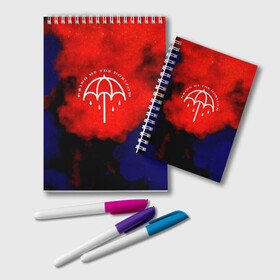 Блокнот с принтом Bring Me the Horizon в Курске, 100% бумага | 48 листов, плотность листов — 60 г/м2, плотность картонной обложки — 250 г/м2. Листы скреплены удобной пружинной спиралью. Цвет линий — светло-серый
 | bmth | bring me the horizon | альтернативный | бмт | бмтх | бмтш | брин | бринг | горизонт | достань для меня | дэткор | зе | метал | ми | рок | хоризон | электроник