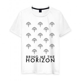 Мужская футболка хлопок с принтом BRING ME THE HORIZON в Курске, 100% хлопок | прямой крой, круглый вырез горловины, длина до линии бедер, слегка спущенное плечо. | bmth | bring me the horizon