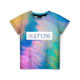 Детская футболка 3D с принтом сериал Euphoria в Курске, 100% гипоаллергенный полиэфир | прямой крой, круглый вырез горловины, длина до линии бедер, чуть спущенное плечо, ткань немного тянется | zendaya | зендея | ру беннетт | сериал euphoria | эйфория