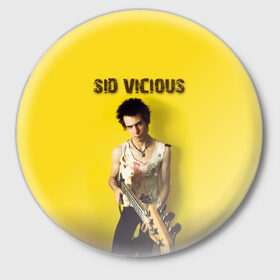 Значок с принтом Sid Vicious в Курске,  металл | круглая форма, металлическая застежка в виде булавки | england | music | my way | no future | sid and nancy | sid vicious | trash | музыка | панк | рок | сид вишес | сид и ненси