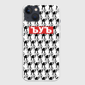 Чехол для iPhone 13 с принтом ЪУЪ в Курске,  |  | cursed cat | meme | pattern | truxkot19 | мем с котом | мемы | паттерн | прикол | съука | черный кот | ъуъ съука | юмор