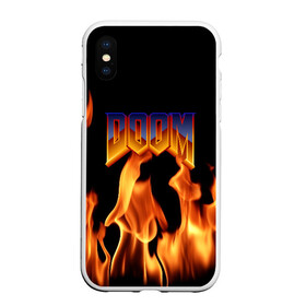 Чехол для iPhone XS Max матовый с принтом DOOM в Курске, Силикон | Область печати: задняя сторона чехла, без боковых панелей | Тематика изображения на принте: doom | doom eternal | game | дум | игры