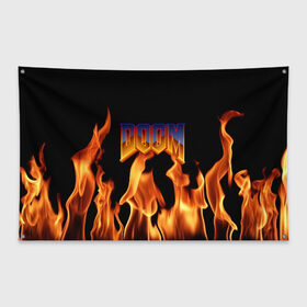 Флаг-баннер с принтом DOOM в Курске, 100% полиэстер | размер 67 х 109 см, плотность ткани — 95 г/м2; по краям флага есть четыре люверса для крепления | doom | doom eternal | game | дум | игры
