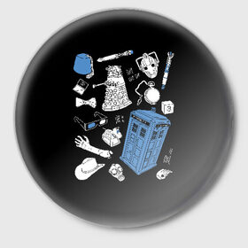 Значок с принтом Tardis в Курске,  металл | круглая форма, металлическая застежка в виде булавки | doctor who | tardis | доткор кто | тардис