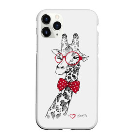 Чехол для iPhone 11 Pro Max матовый с принтом Жираф в Курске, Силикон |  | animal | bow tie | cool | giraffe | gray | red | white | белый | галстук  бабочка | животное | жираф | красный | очки | прикольный | серый