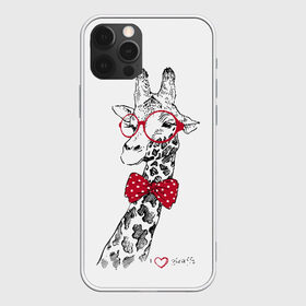Чехол для iPhone 12 Pro Max с принтом Жираф в Курске, Силикон |  | animal | bow tie | cool | giraffe | gray | red | white | белый | галстук  бабочка | животное | жираф | красный | очки | прикольный | серый