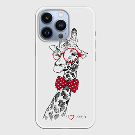 Чехол для iPhone 13 Pro с принтом Жираф в Курске,  |  | animal | bow tie | cool | giraffe | gray | red | white | белый | галстук  бабочка | животное | жираф | красный | очки | прикольный | серый