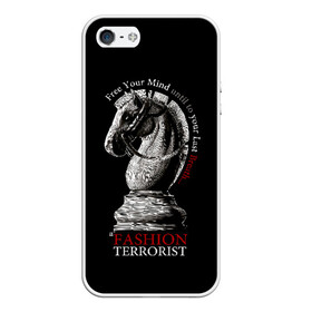 Чехол для iPhone 5/5S матовый с принтом A Fashion Terrorist в Курске, Силикон | Область печати: задняя сторона чехла, без боковых панелей | black | chess | cool | figure | horse | red | slogan | style | white | белый | конь | красный | лошадь | прикольный | слоган | стиль | фигура | черный | шахматы