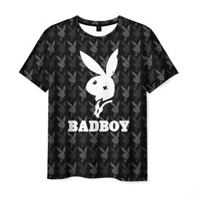 Мужская футболка 3D с принтом Bad boy в Курске, 100% полиэфир | прямой крой, круглый вырез горловины, длина до линии бедер | Тематика изображения на принте: bad boy | bite | bow tie | broken | cool | ear | fighter | logo | man | playboy | rabbit | sign | symbol | white | белый | битый | боец | галстук бабочка | знак | кролик | логотип | любовь | мальчик | мужчина | откушенное | прикольный | сим