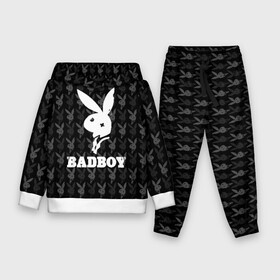 Детский костюм 3D (с толстовкой) с принтом Bad boy в Курске,  |  | bad boy | bite | bow tie | broken | cool | ear | fighter | logo | man | playboy | rabbit | sign | symbol | white | белый | битый | боец | галстук бабочка | знак | кролик | логотип | любовь | мальчик | мужчина | откушенное | прикольный | сим